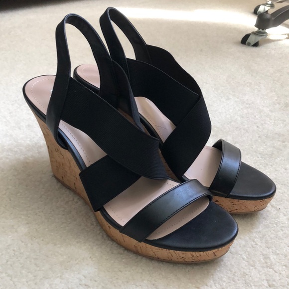 Charles David Shoes - Charles David Lupita Black Wedge Heel Sandals
